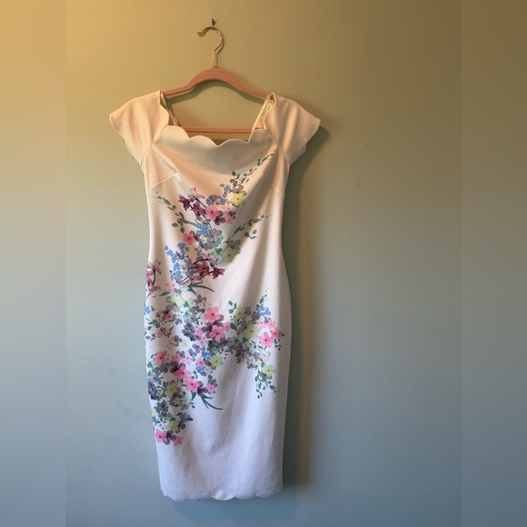 Ted Baker Trixiy Pergola Floral Off the Shoulder Sheath Dress - Picture 4 of 9